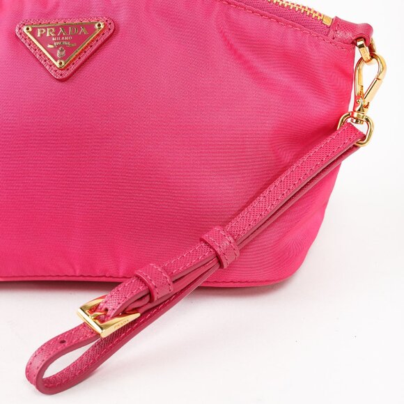 Prada Vintage Fuschia Pink Tessuto Nylon Wristlet Pouch - Picture 6 of 12